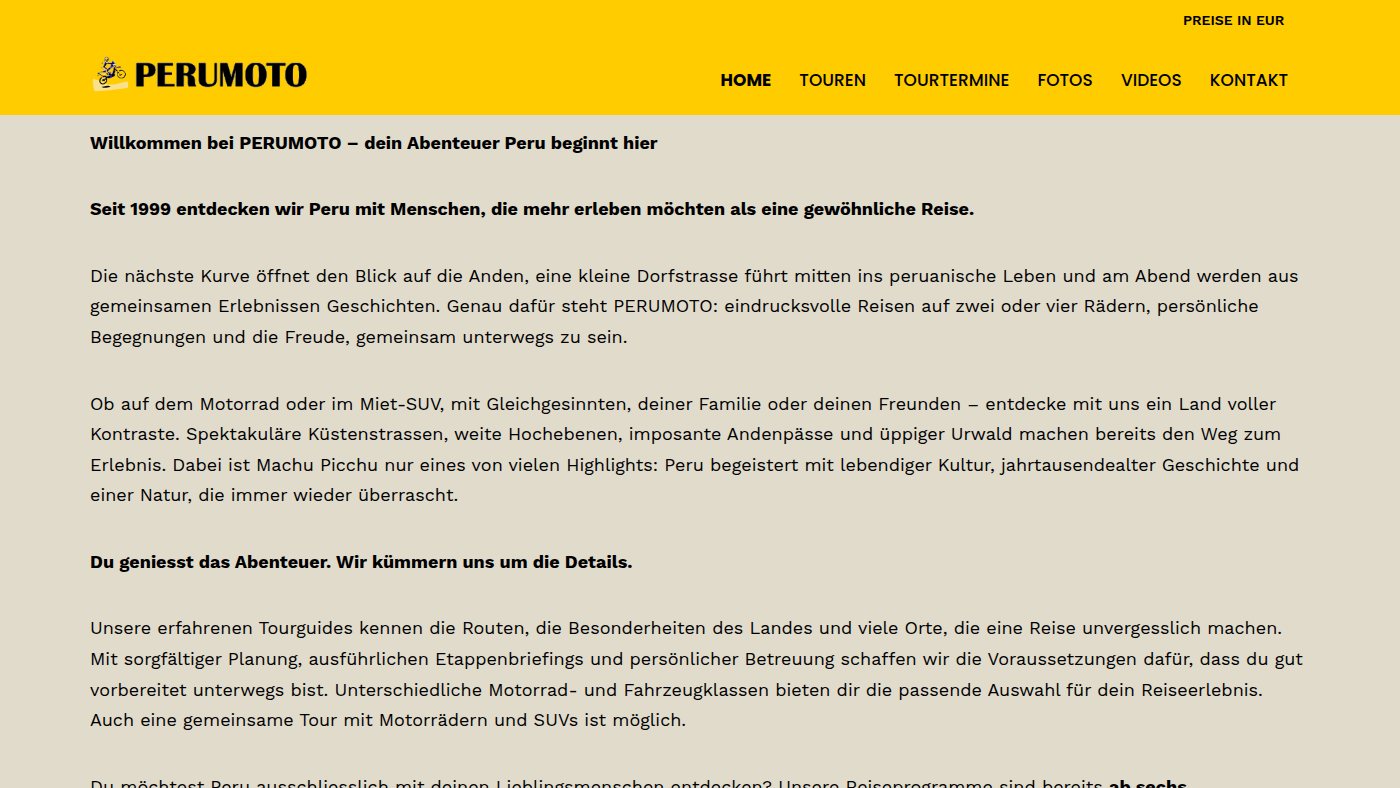 The home page of perumoto.com