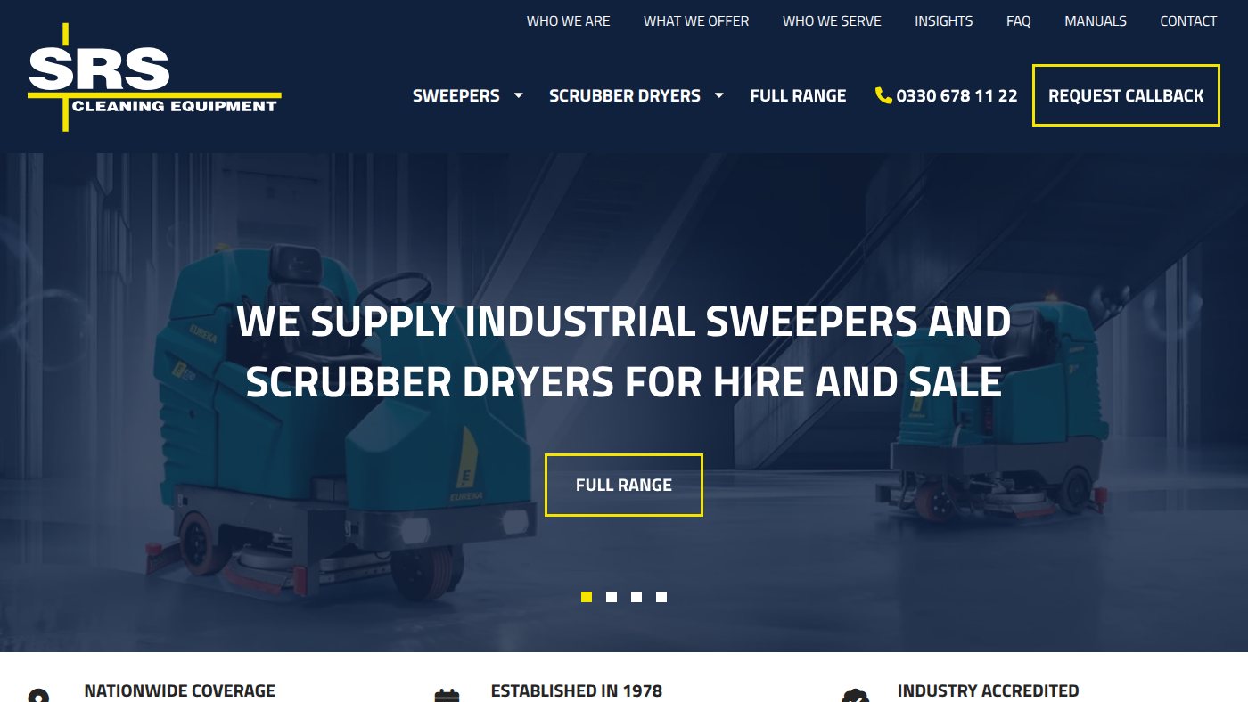 The home page of srsclean.co.uk