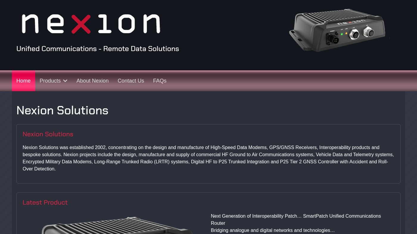 The home page of nexiondata.com