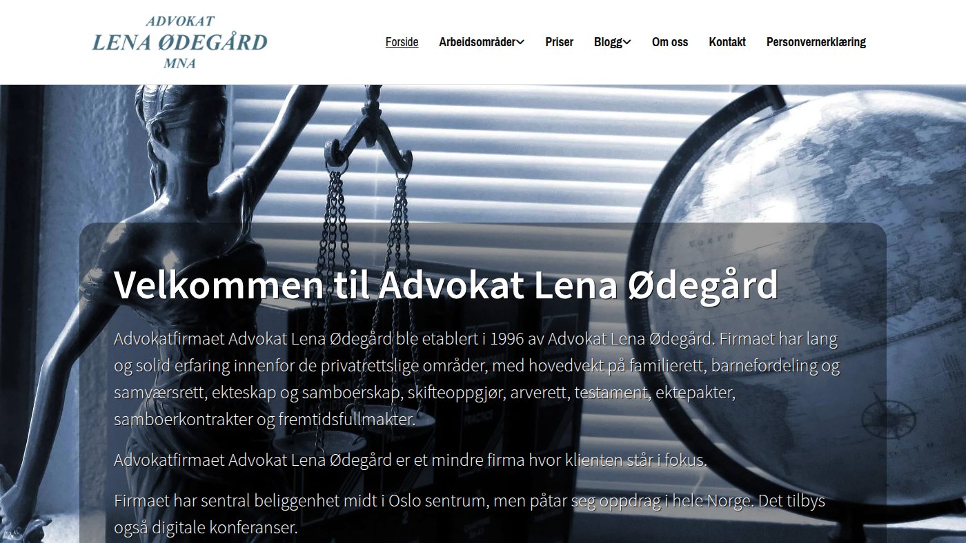 The home page of advokatodegard.no