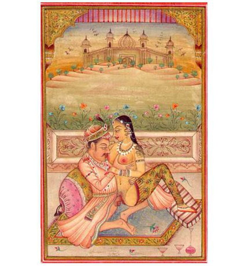 Painting from the Kama Sutra depicting coitus with nipple stimulation