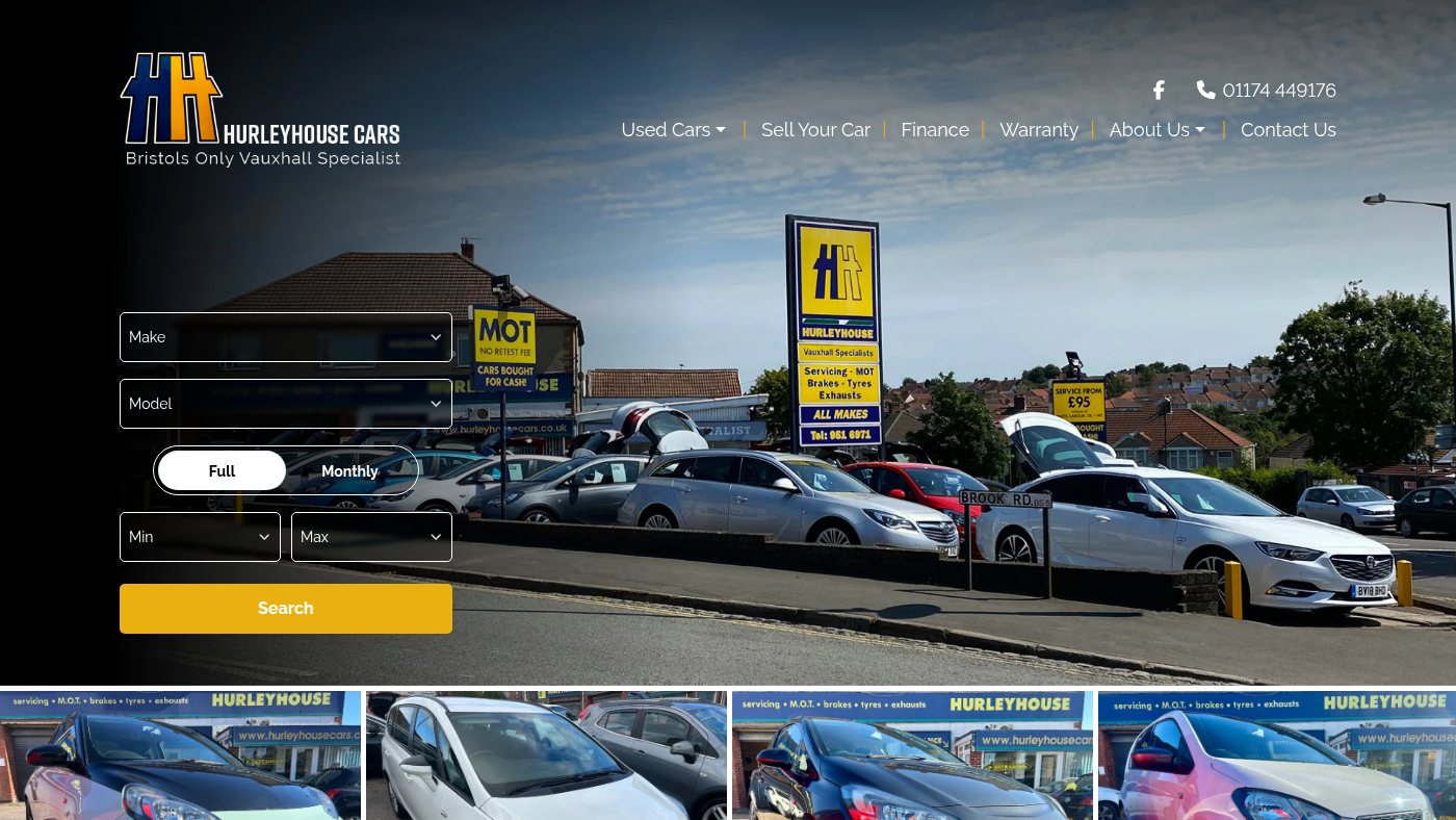 The home page of hurleyhousecars.co.uk