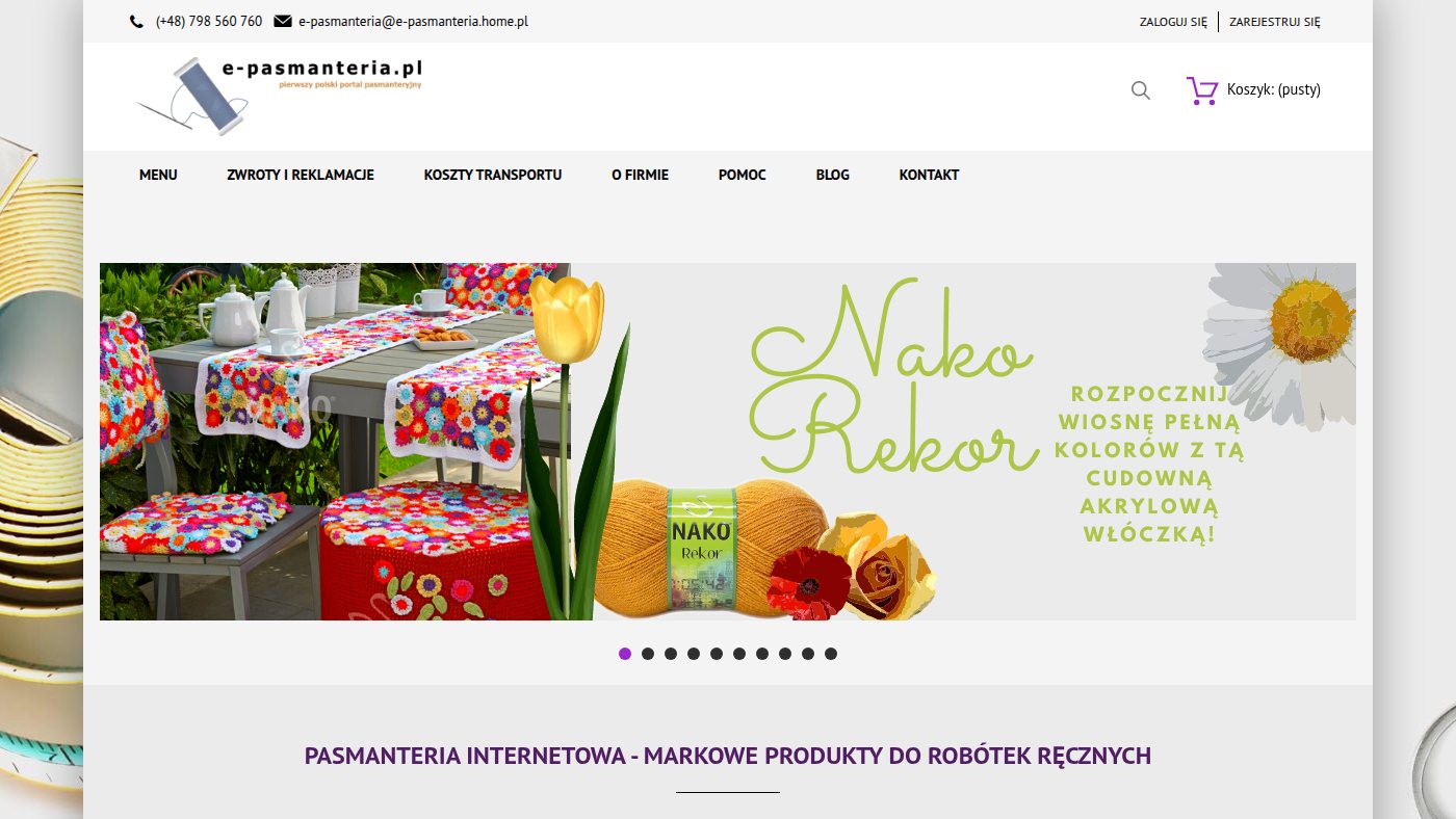 The home page of e-pasmanteria.pl