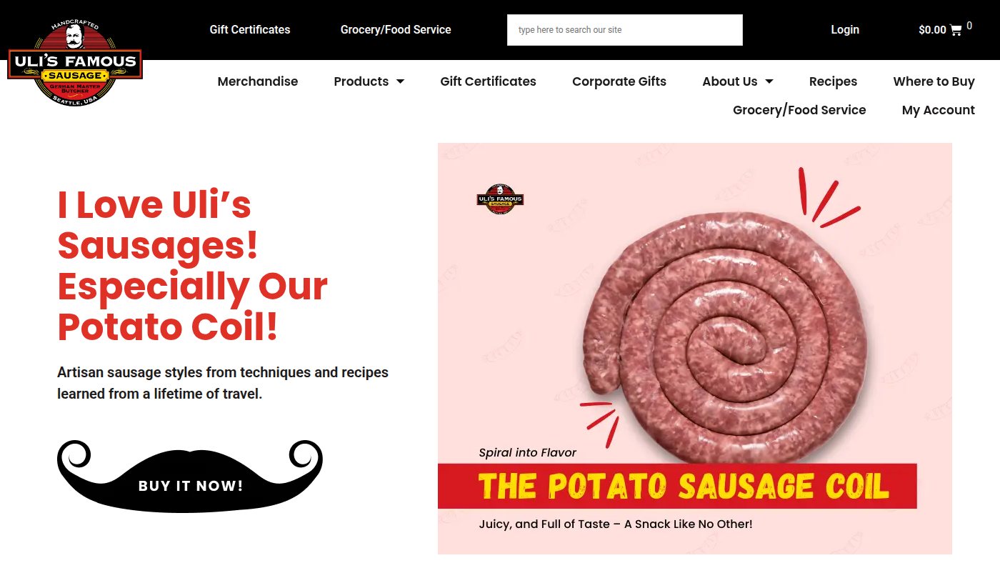 The home page of ulisfamoussausage.com
