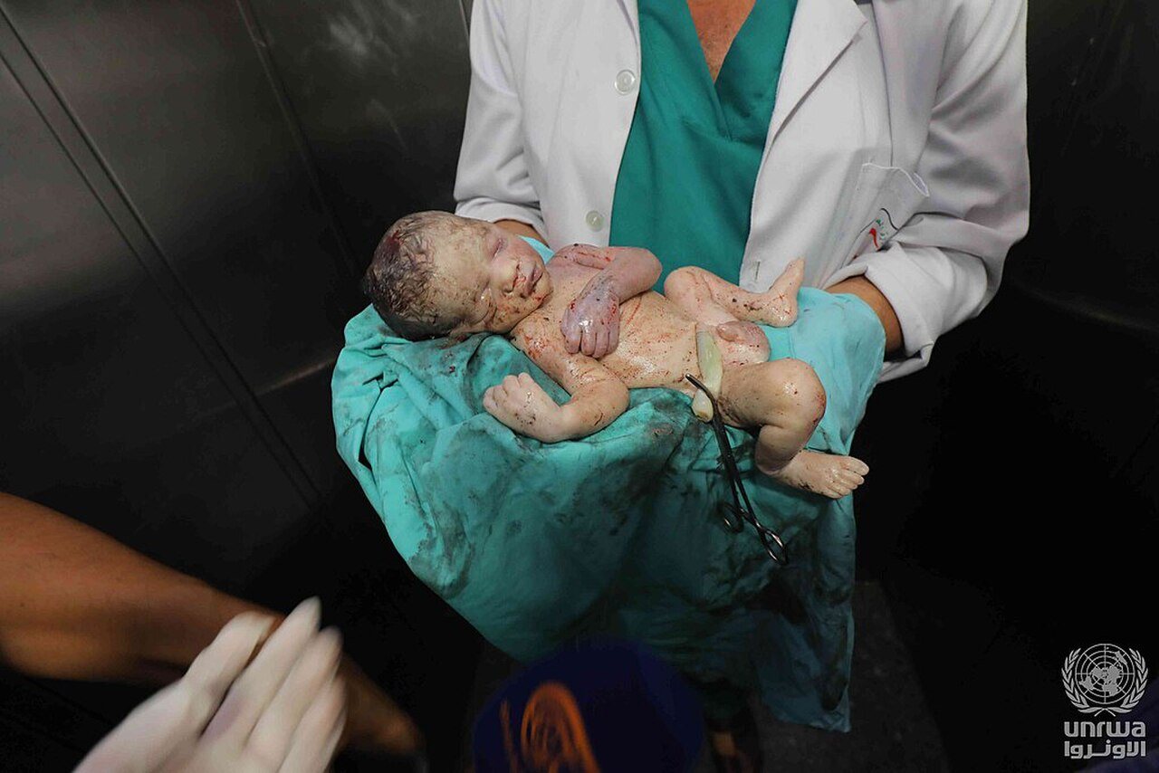 A newborn baby was killed in the Israeli airstrike on the Nuseirat camp, Gaza Strip