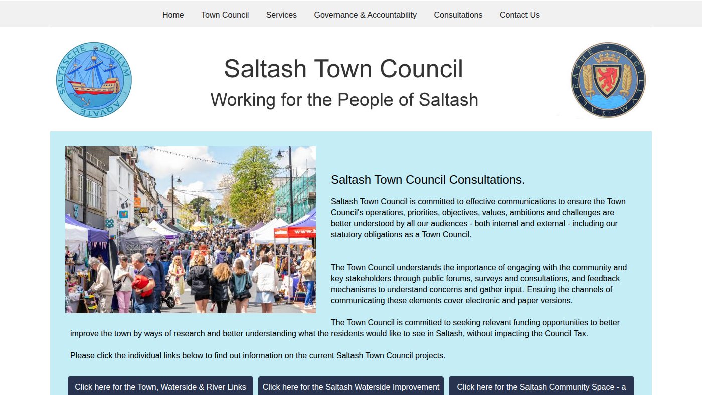 The home page of saltash.gov.uk