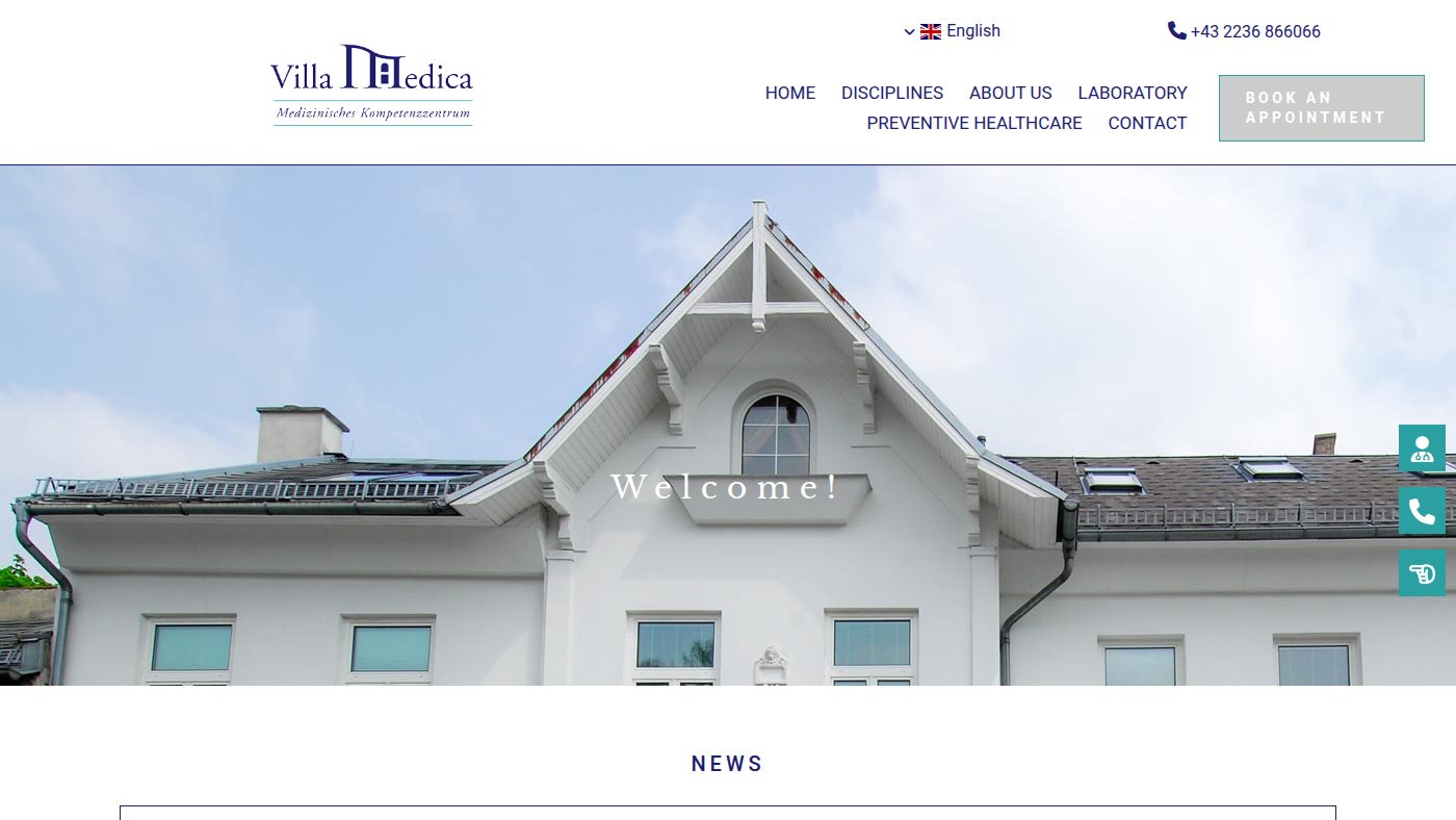 The home page of villa-medica.at