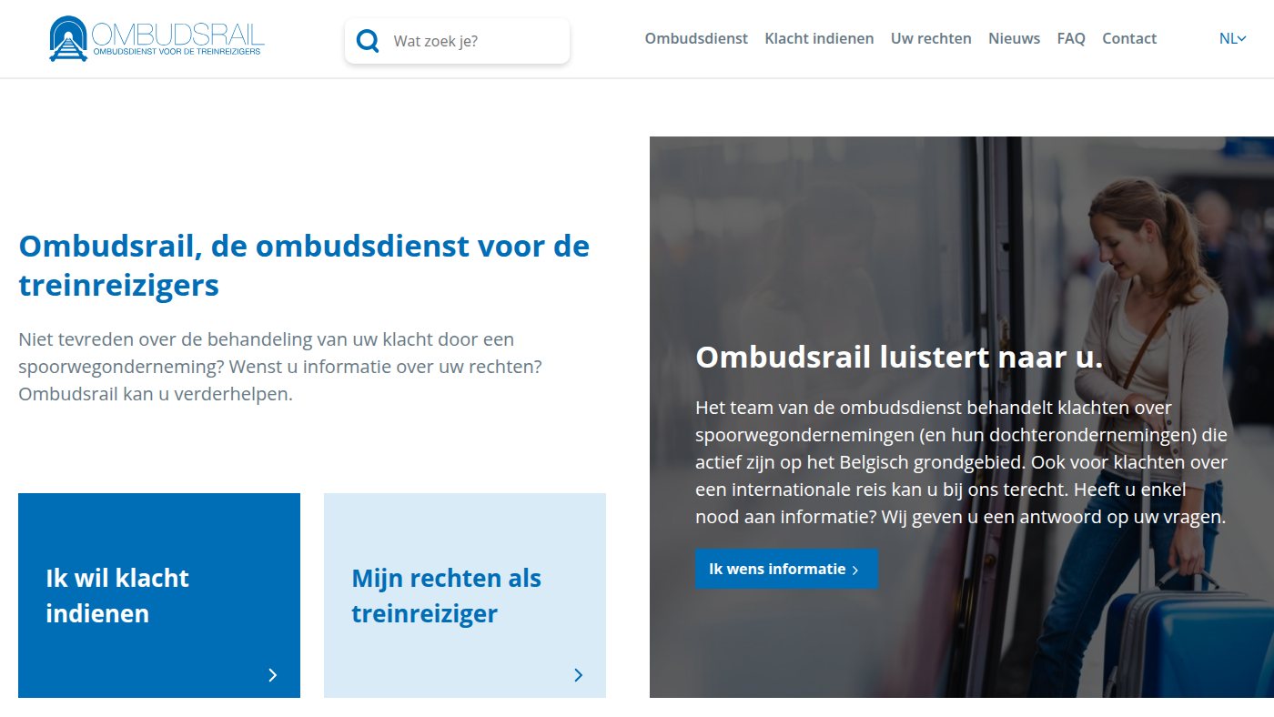 The home page of ombudsrail.be