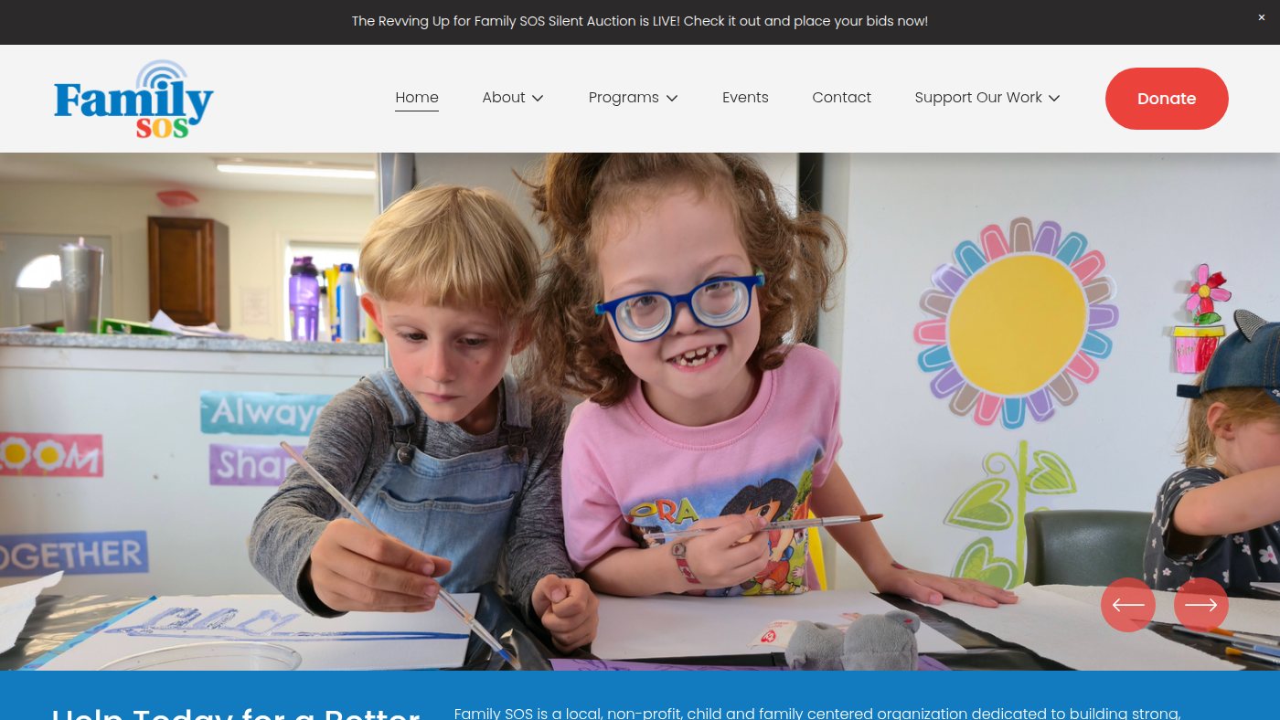 The home page of familysos.ca