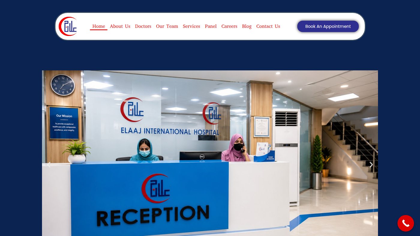 The home page of elaajinternationalhospital.com