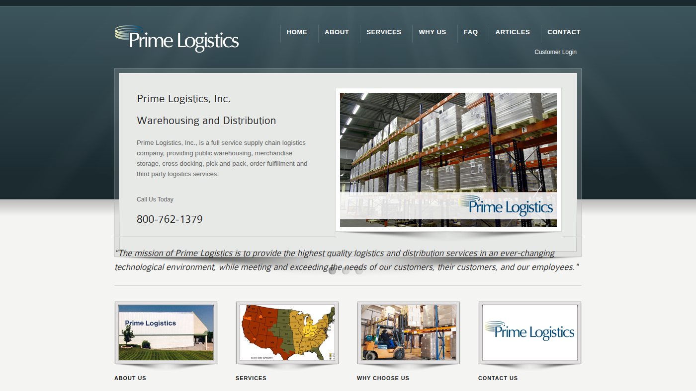 The home page of primelogistics.com