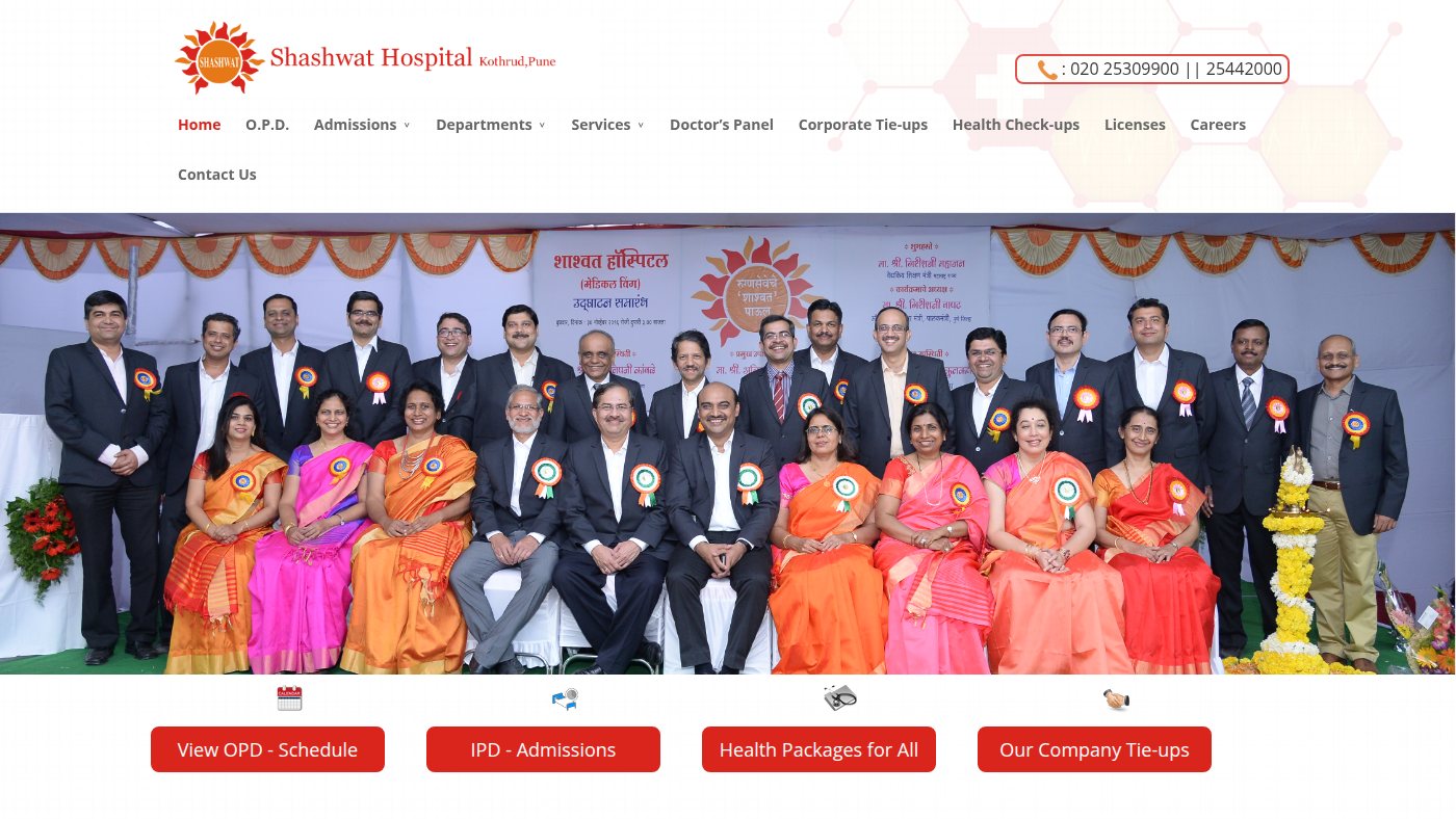The home page of shashwathospitalpune.com
