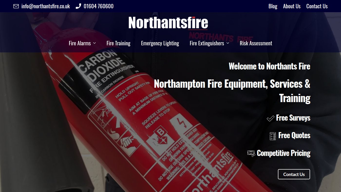 The home page of northantsfire.co.uk