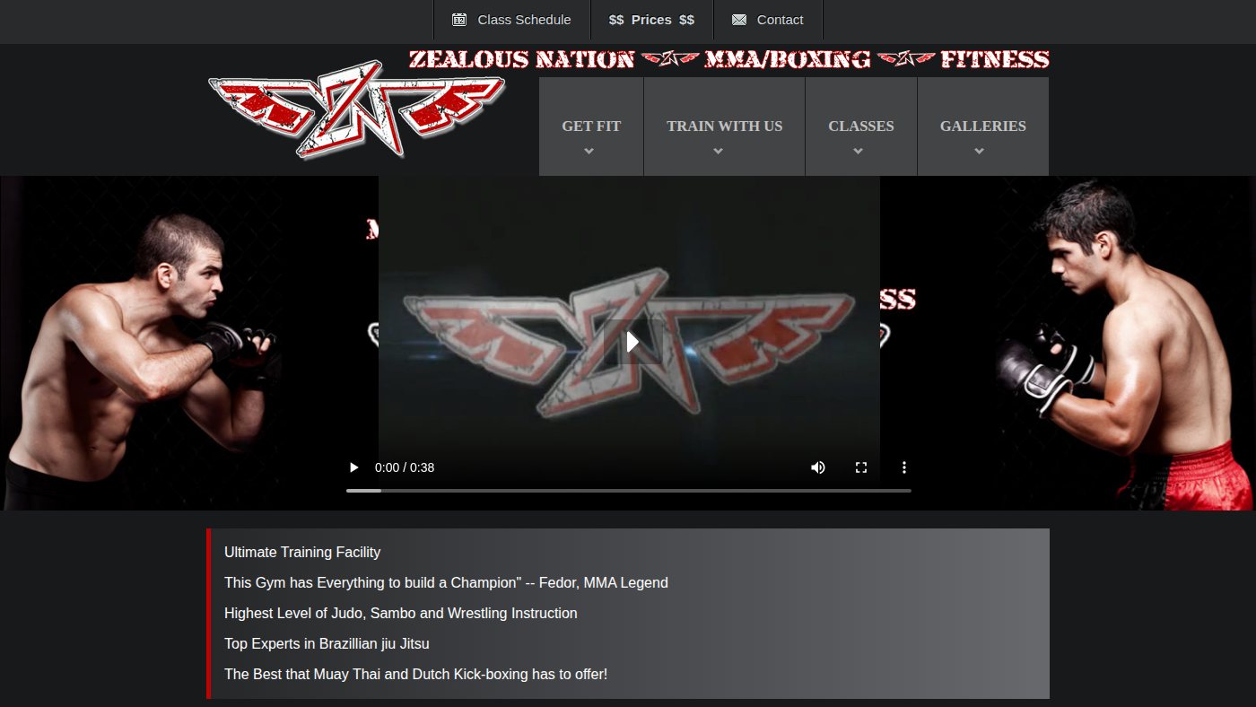 The home page of zealousnationmma.com