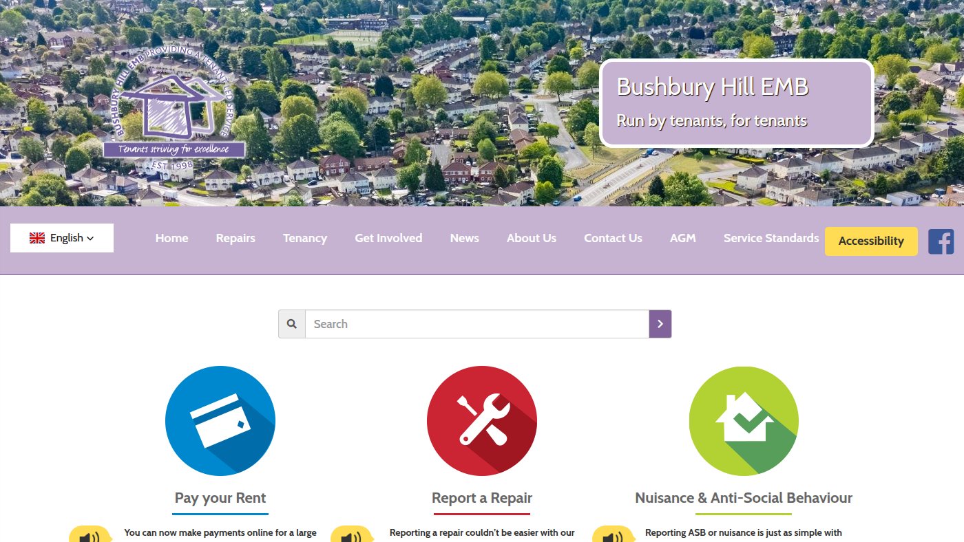 The home page of bushburyhill.co.uk