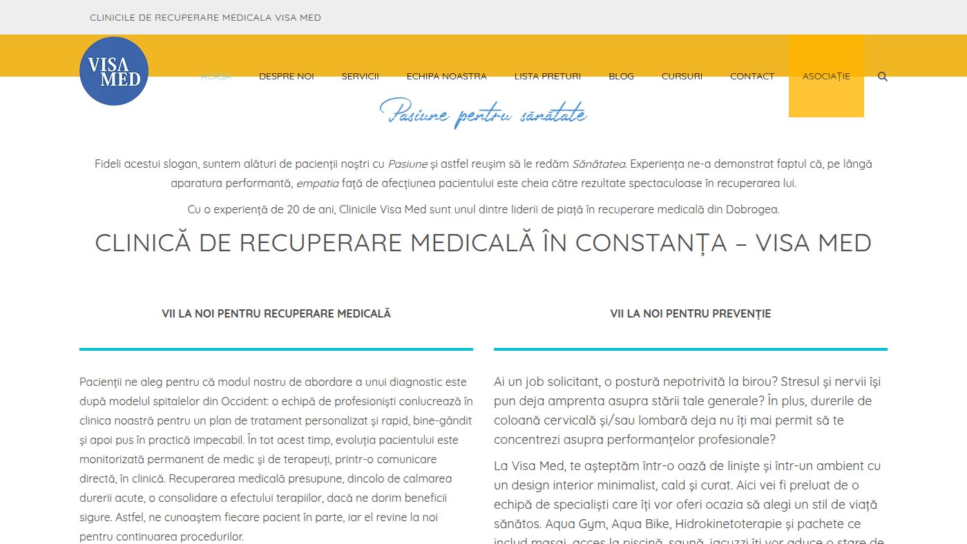 The home page of visa-med.ro