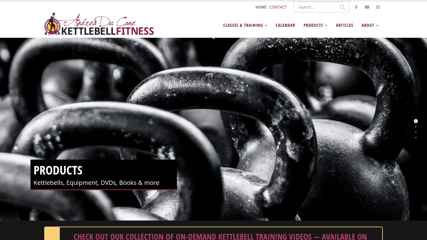 The home page of kettlebellfitness.com