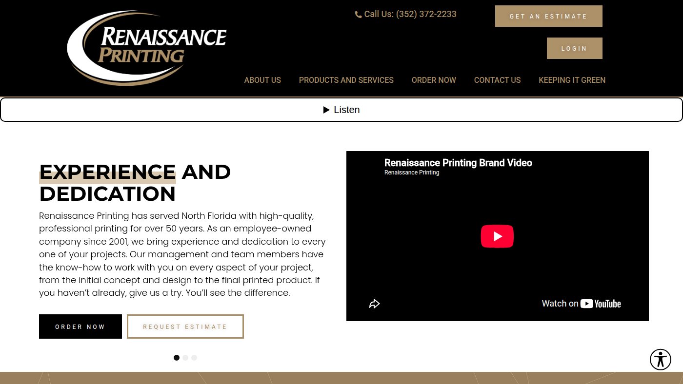 The home page of renaissance-printing.com