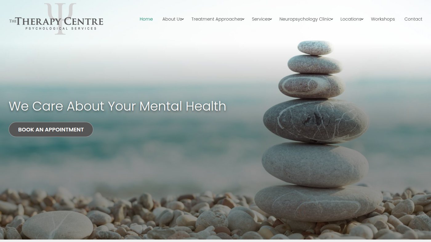 The home page of thetherapycentre.ca
