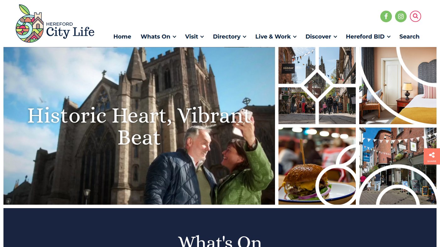 The home page of herefordcitylife.co.uk