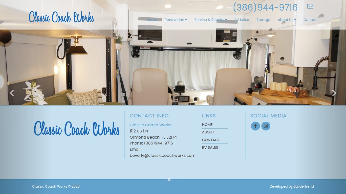 The home page of classiccoachworks.com