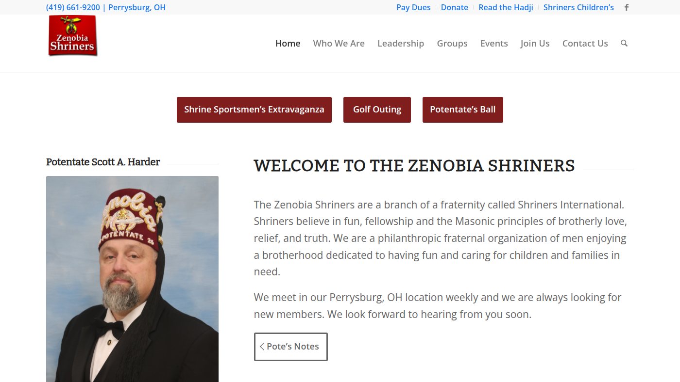 The home page of zenobiashriners.com