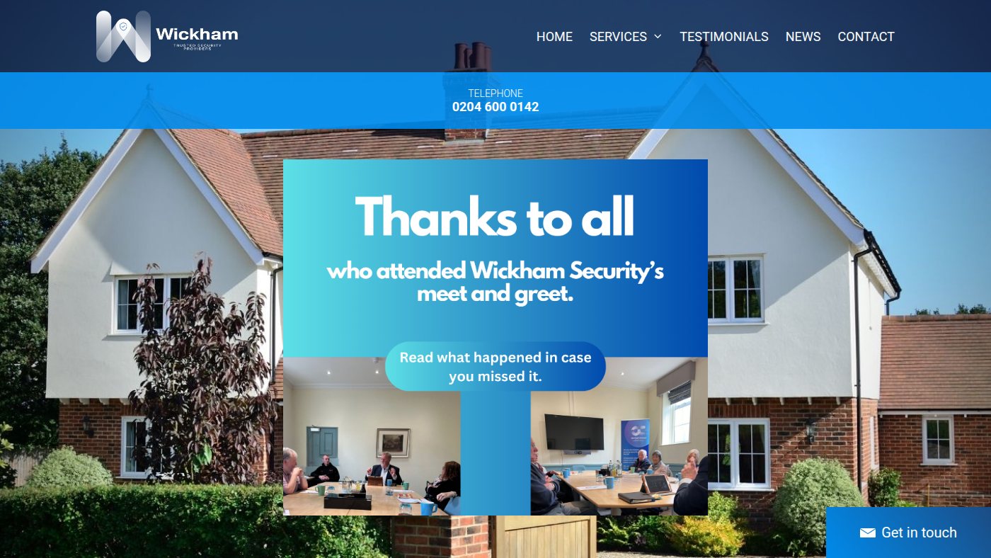 The home page of wickhamsecurity.co.uk