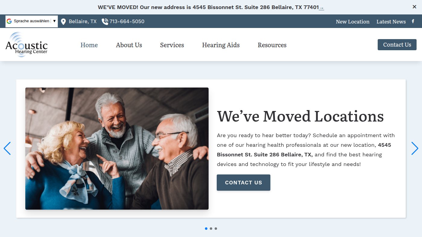 The home page of acoustichearingcenter.com