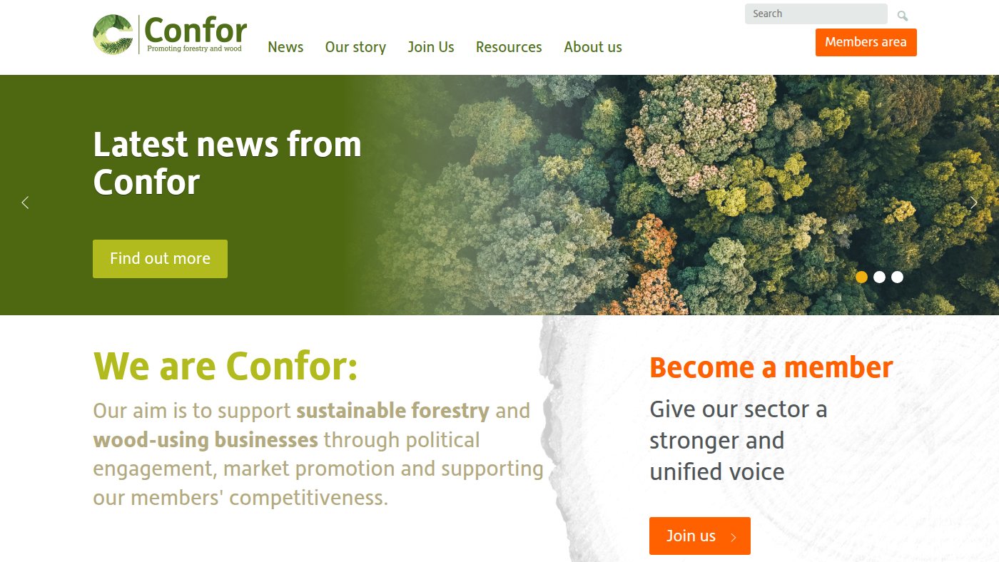 The home page of confor.org.uk