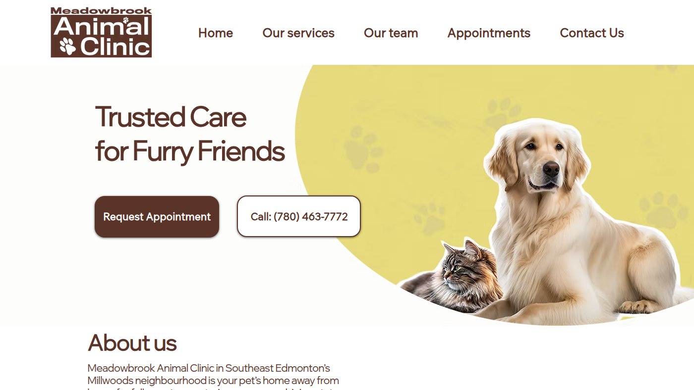 The home page of meadowbrookvet.ca