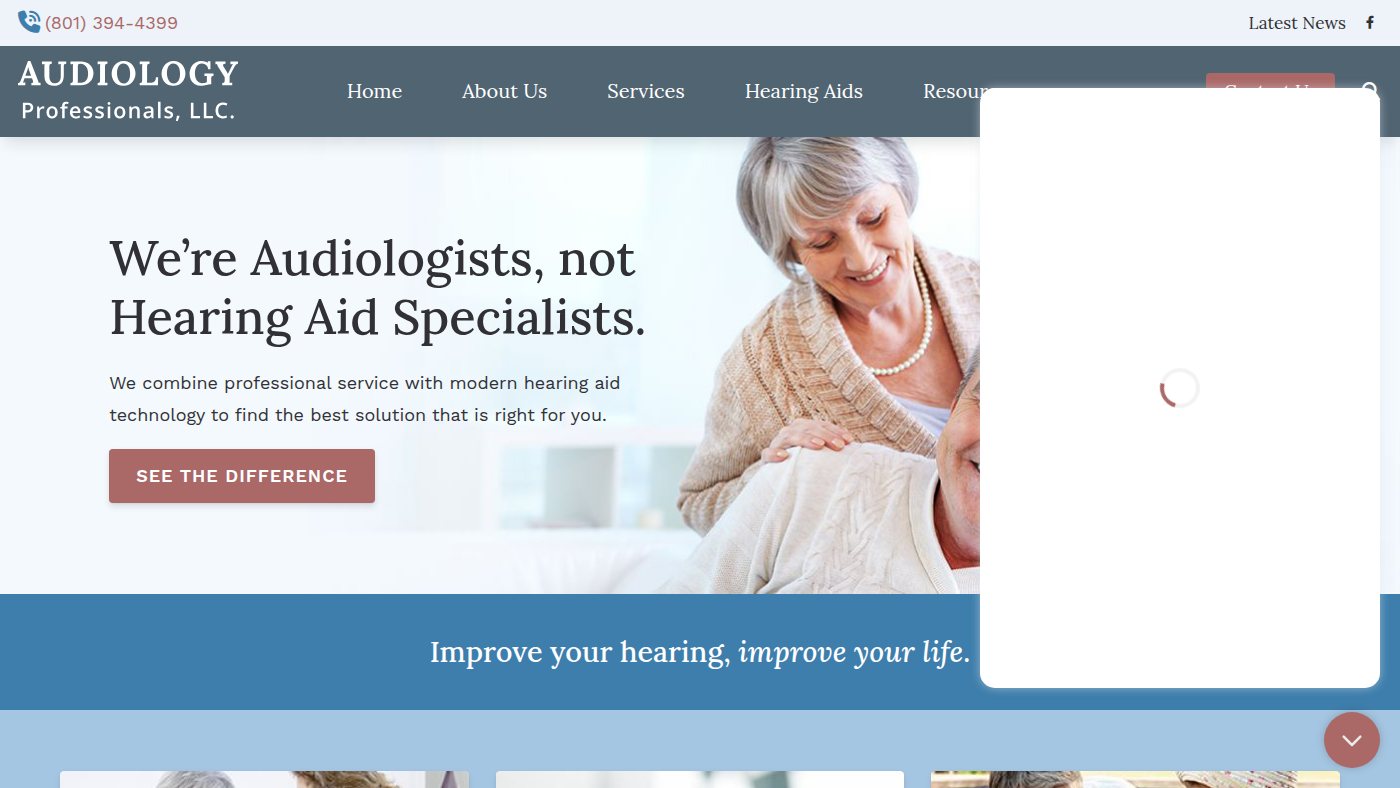 The home page of audiologyprofessionals.com