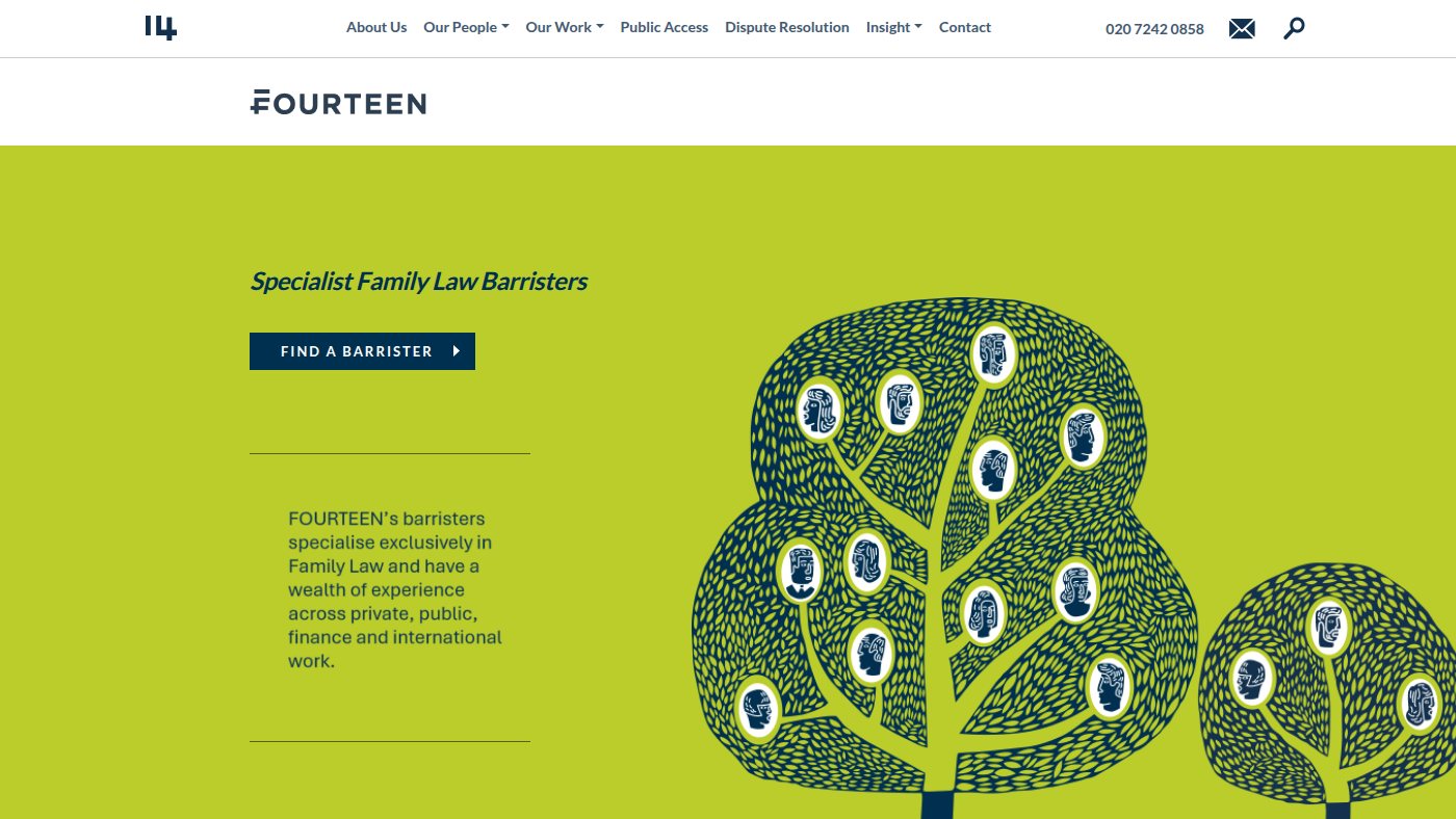 The home page of fourteen.co.uk