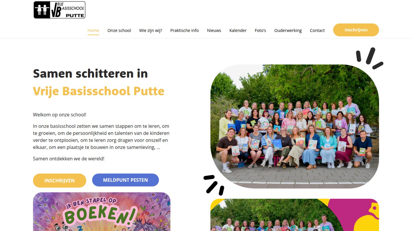 The home page of vrijebasisschoolputte.be