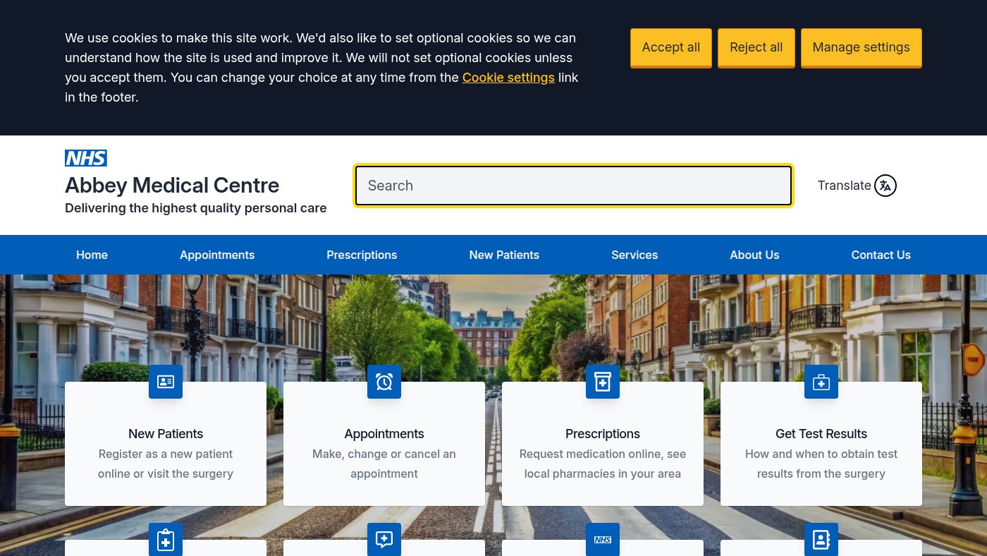 The home page of abbeymc.co.uk