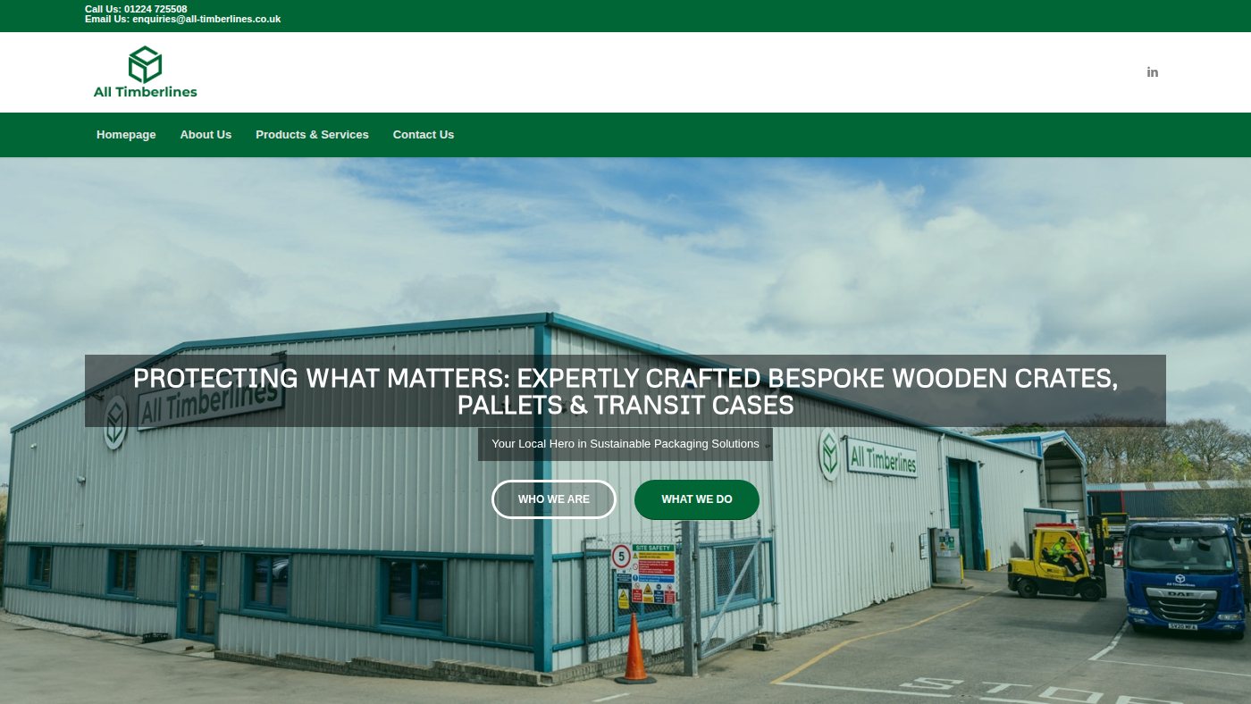 The home page of all-timberlines.co.uk