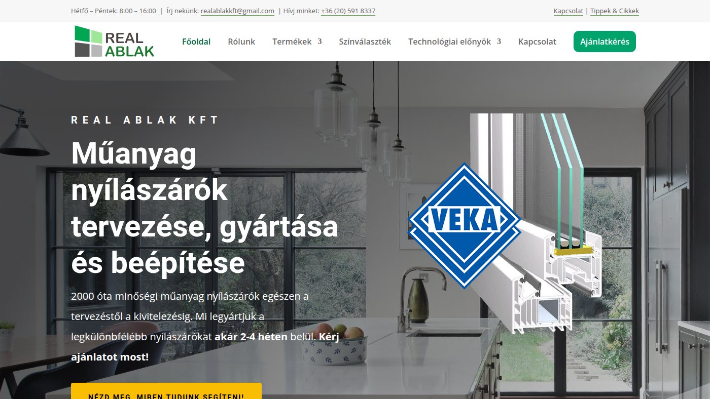 The home page of realablak.hu