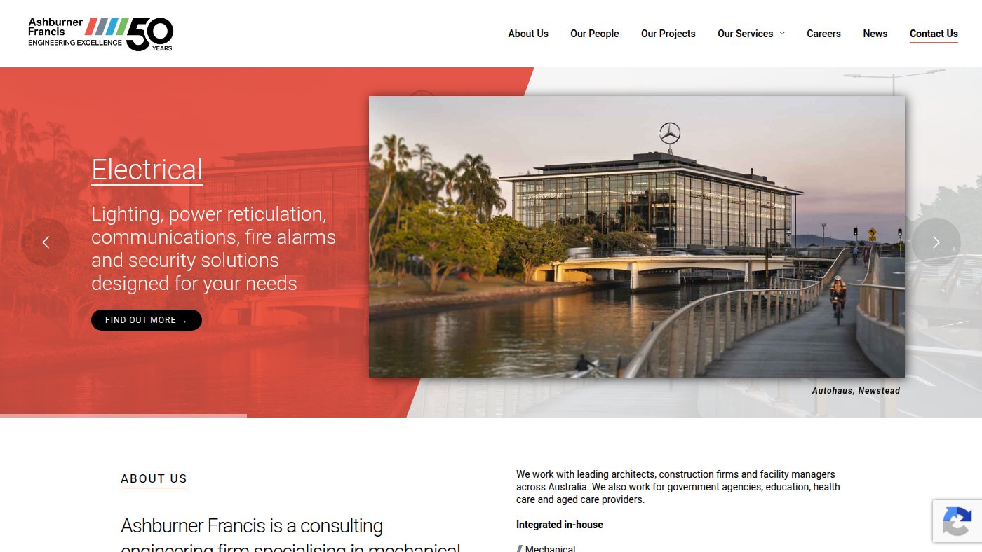 The home page of ashburnerfrancis.com.au