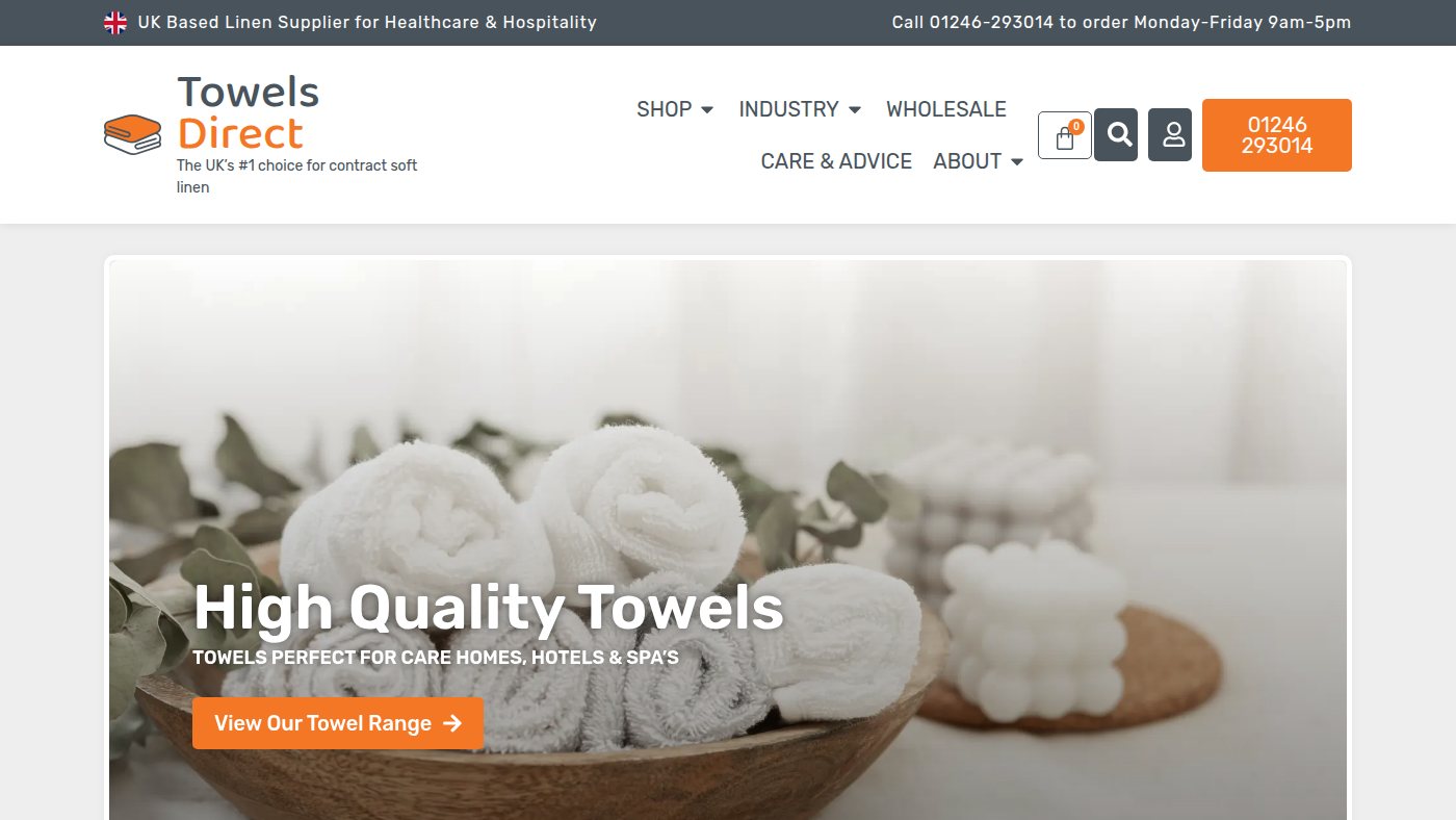 The home page of towelsdirect.com