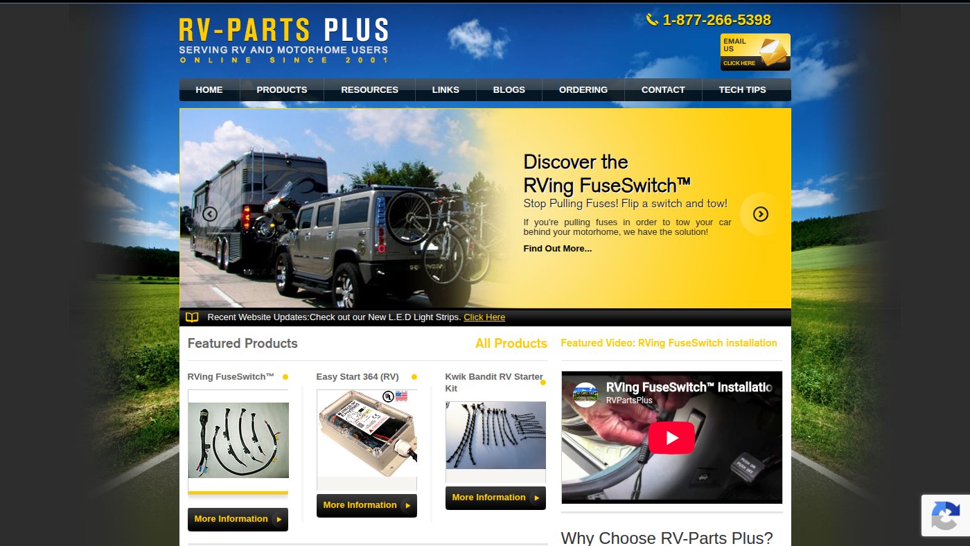 The home page of rv-partsplus.com