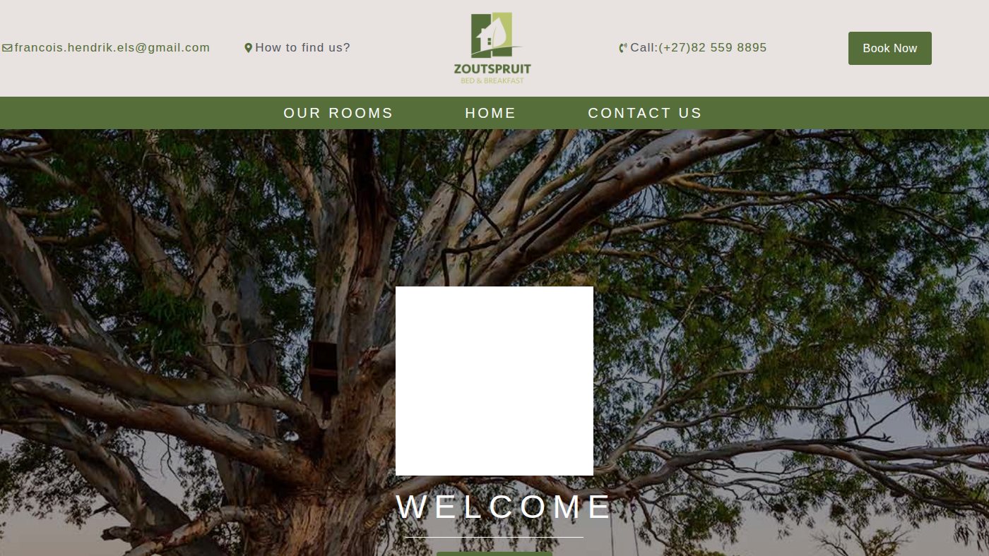 The home page of zoutspruit.co.za