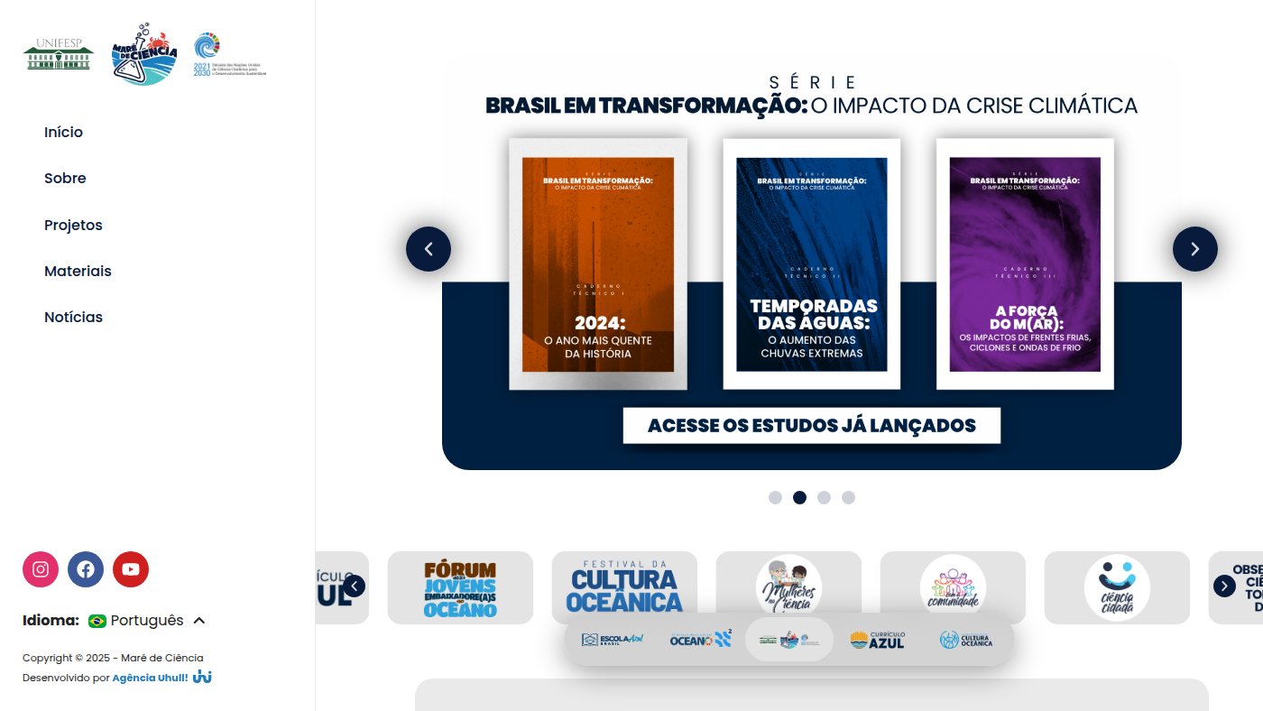 The home page of maredeciencia.eco.br