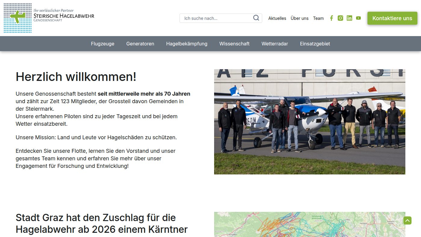 The home page of hagelabwehr.at