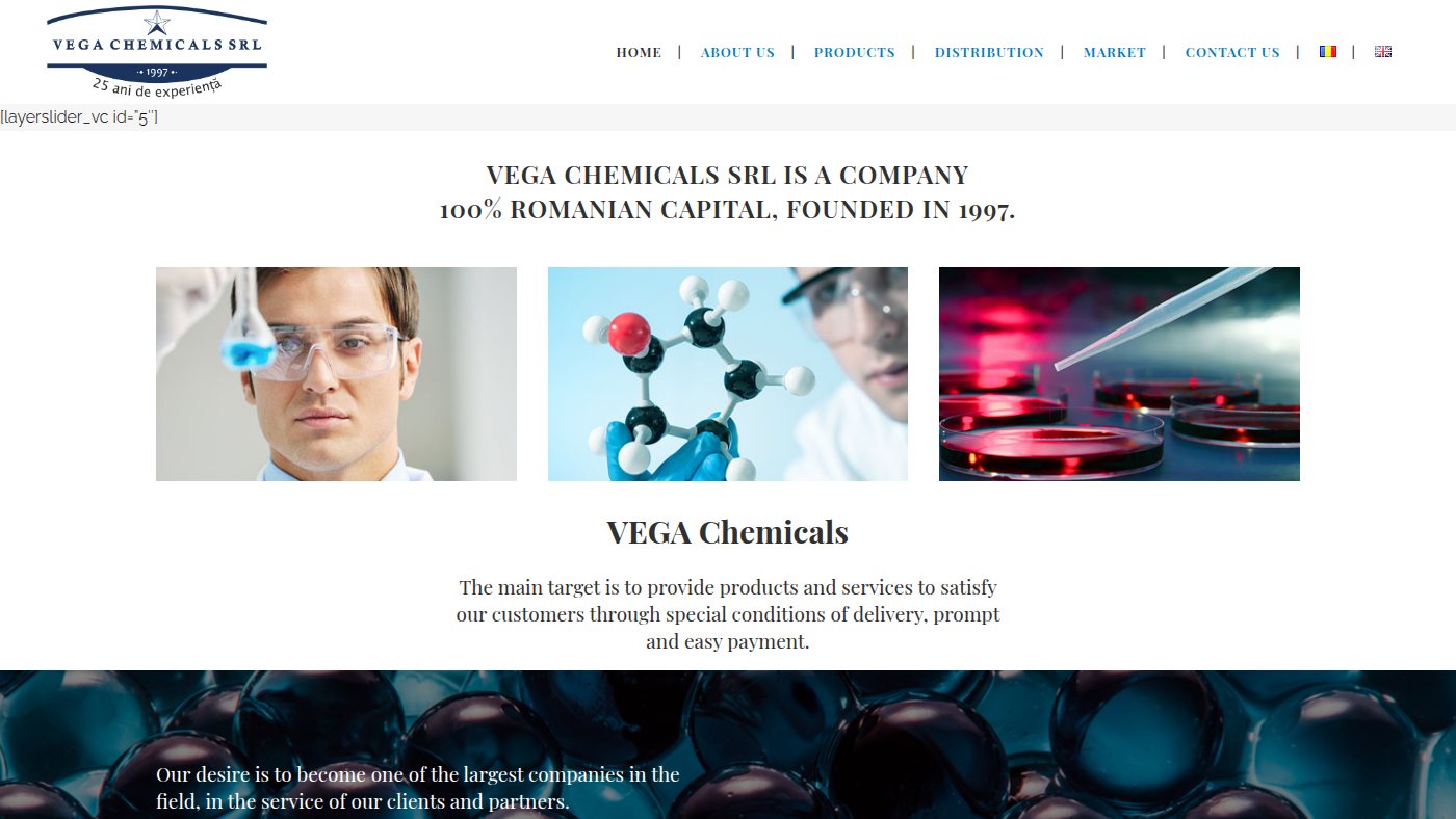 The home page of vega.ro