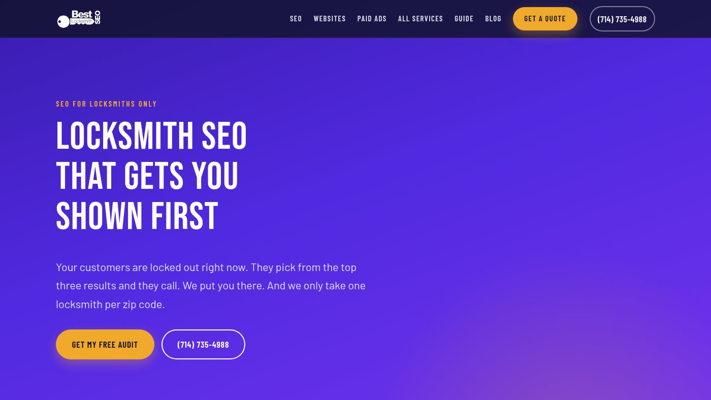 The home page of bestlocksmithseo.com