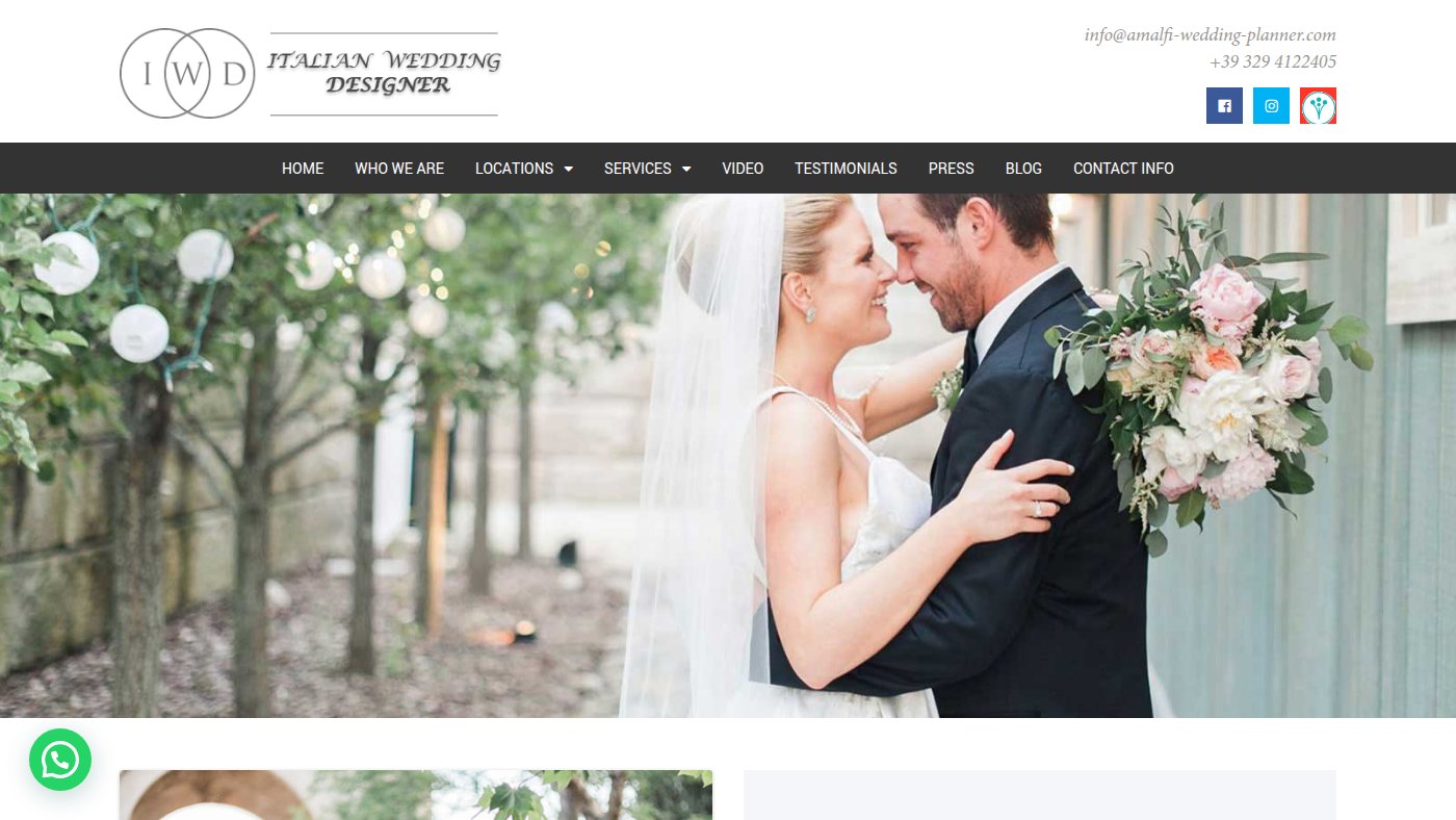The home page of amalfi-wedding-planner.com