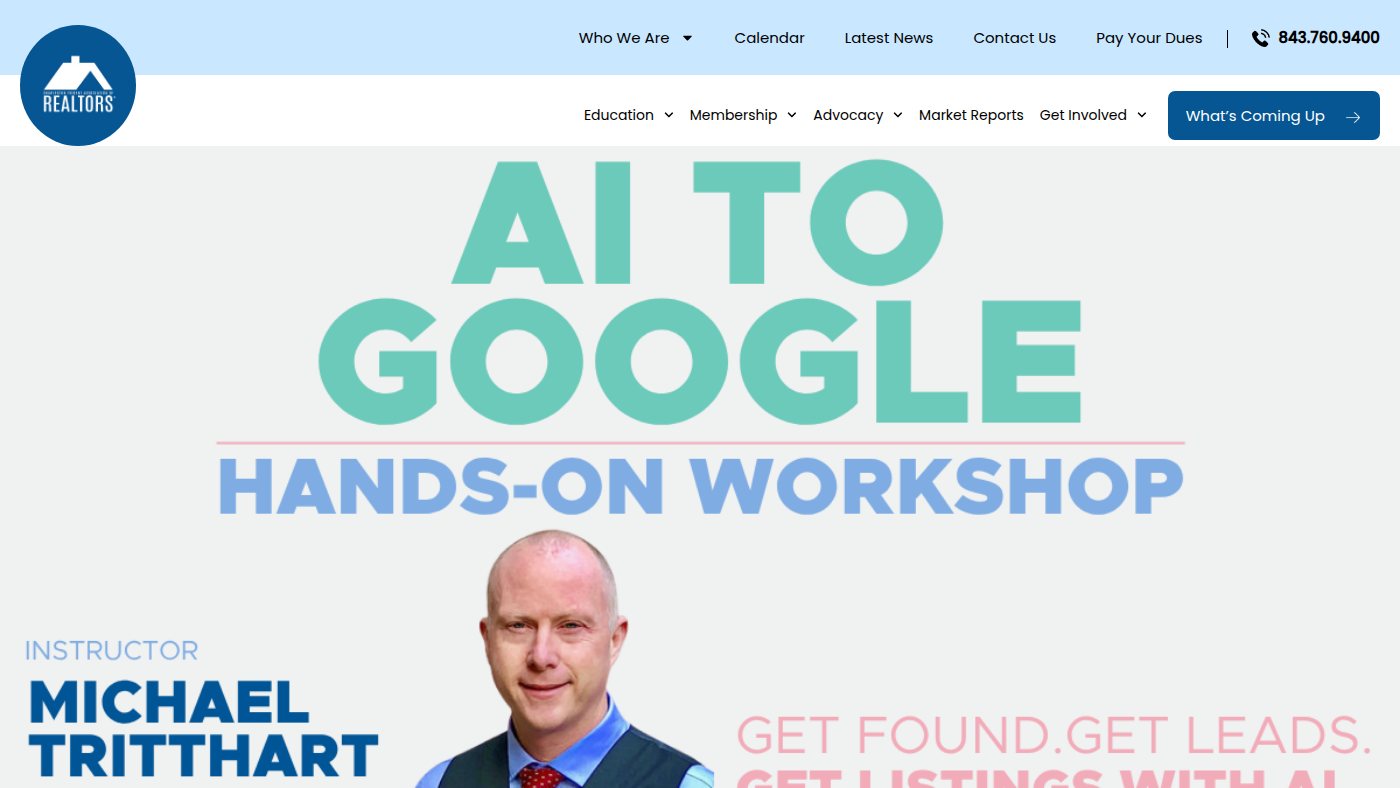 The home page of charlestonrealtors.com