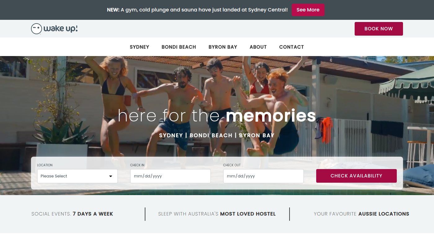 The home page of wakeup.com.au