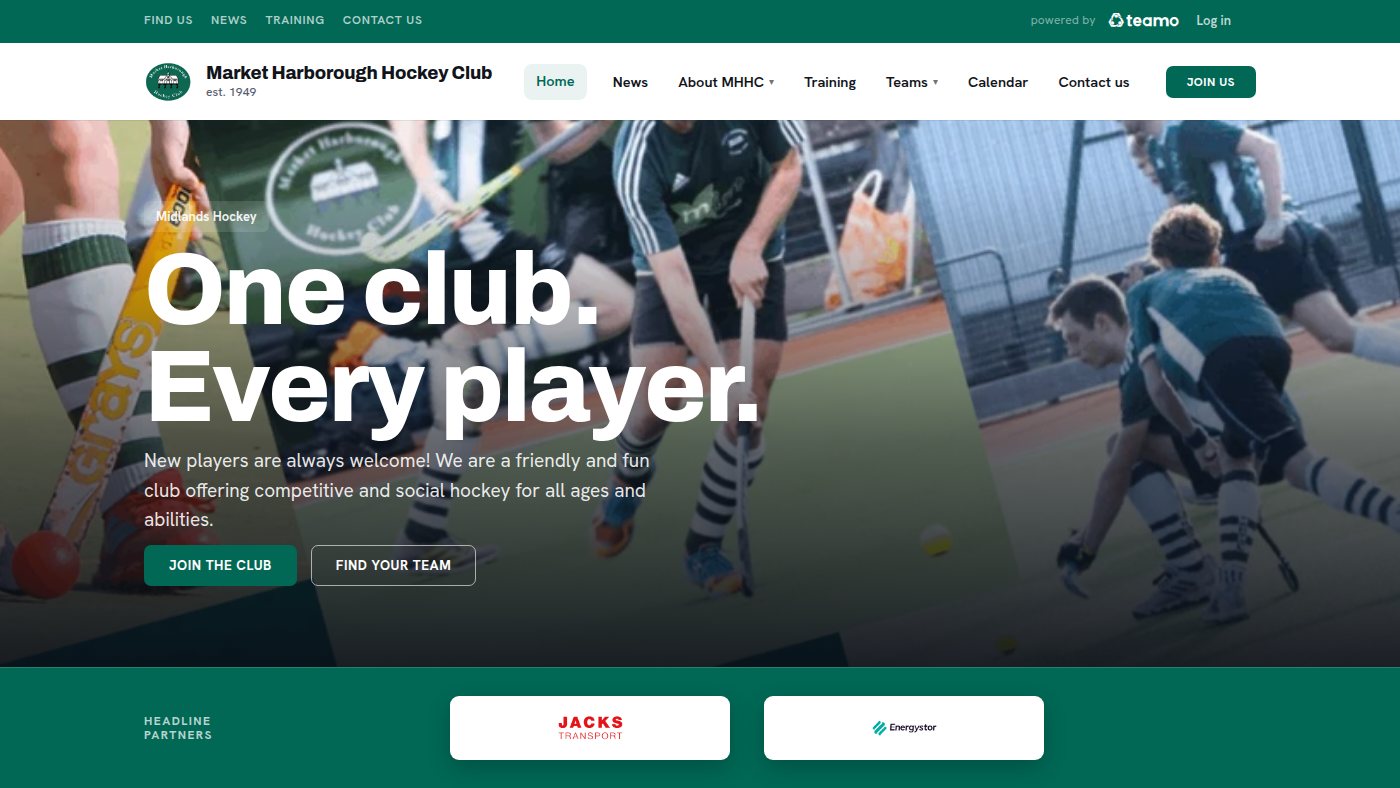 The home page of mhhockey.co.uk