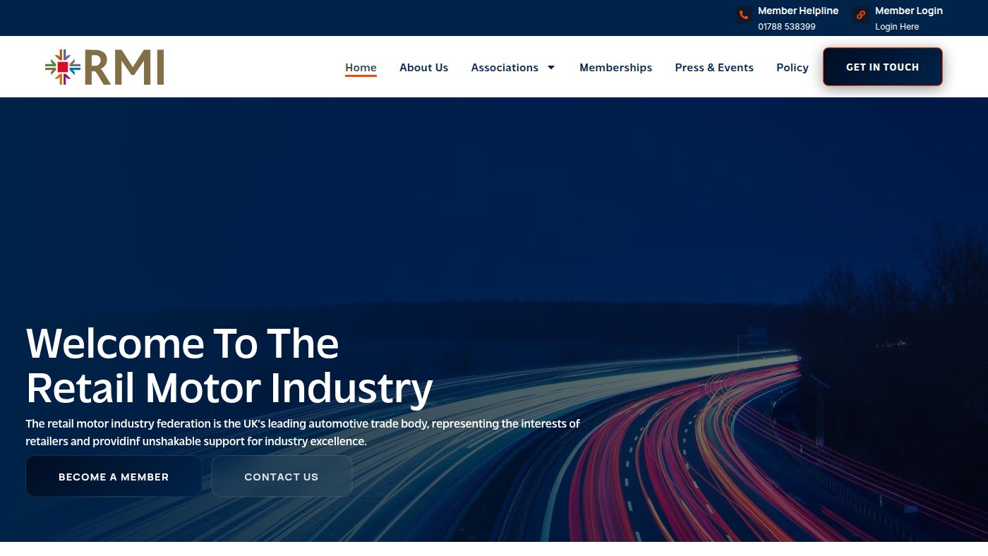 The home page of rmif.co.uk