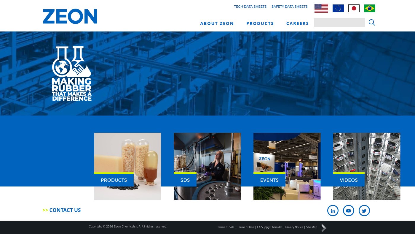 The home page of zeonchemicals.com